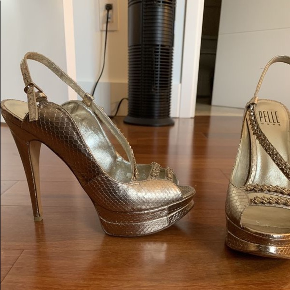 Pelle Moda Gold with Gold Rhinestones Heels